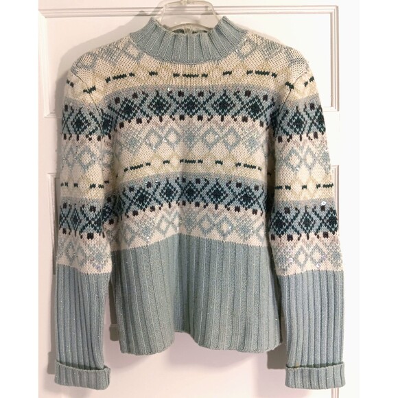 Vtg Neiman Marcus Cashmere Sweater Wn XL Lambswool Angora Fair Isle Icelandic - Picture 1 of 9